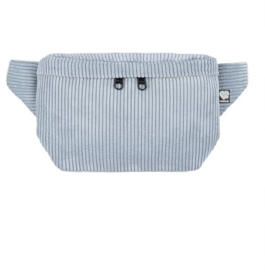 PP-Berlin Bauchtasche Cord Hellblau, Eckig Medium | Handgefertigt in Berlin, 100 % recycelt, vegan, 3 Fächer, verstellbarer Gurt