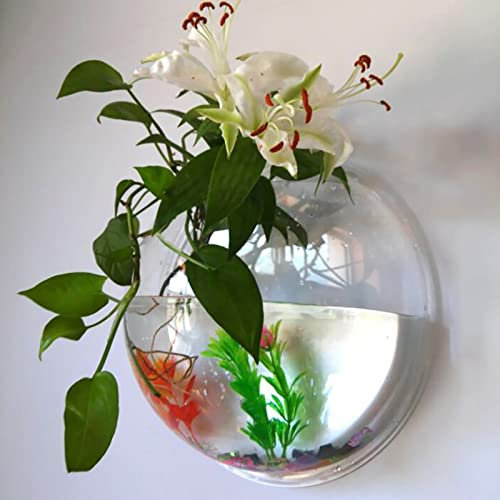 Kripyery 1 Set Wandbehang Fischschale, Wandmontierter Blumentopf, Wandbehang Fischtank, Fischtank-Schüssel-Dekorpflanze, Fisch-Pflanzentanks, hängende Fischschale Pflanzenvase für Pflanzen Fische