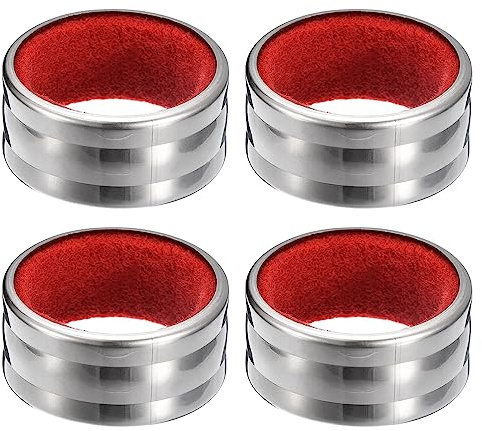 QUARKZMAN 4Stk Weinflasche Kragens Edelstahl Wein 40mmx19mm Rot Silber | Tropfring, Auslaufsicherer Ring Tropfstopfen, für Wein Flaschen Wein Stopp Zubehör für Bar und Zuhause