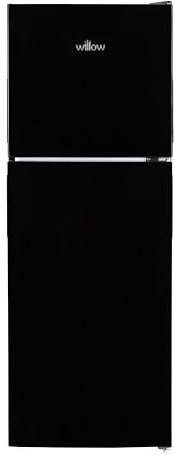 Willow WTM138B 138L Small Fridge Freezer with Adjustable Thermostat, Top Mount Slimline Fridge Freezer, Mark Proof Finish - Black