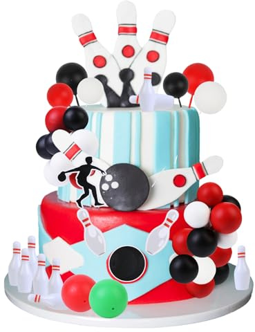 Cheereveal Bowling Cake Figurines Decorations - Sports Theme Cake Cupcake Toppers, Bowling Theme Birthday Party Baby Shower Photo Props