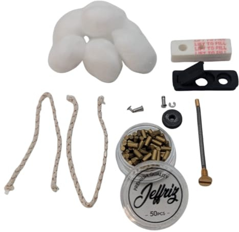 Kit de Mantenimiento y Reparación para Mechero Zippo – Algodón, Mechas, Piedras Jeffriz, Resorte, Pasadores, Rueda de Encendido y Junta Antifugas – Accesorios de Repuesto para Zippo (17 Piezas)