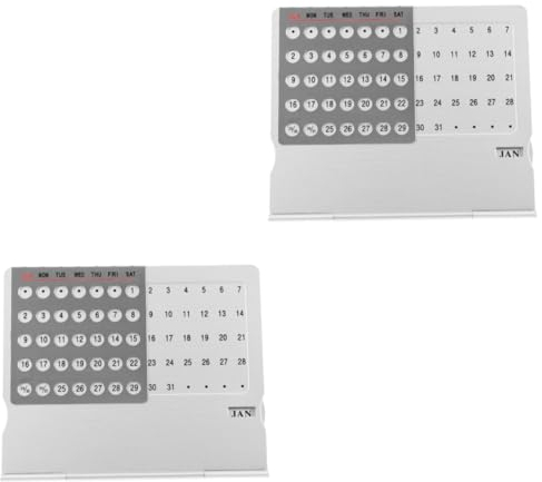 VILLCASE 2St Schreibtischkalender freistehender Kalender Kalenderschreibtisch immerwährender kalender perpetual calendar Desktop-Kalender Kalender für den täglichen Gebrauch Metall