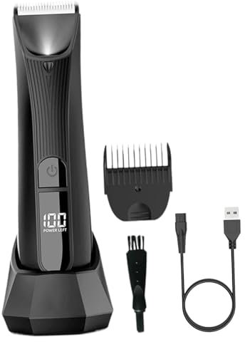 Fenteer Rasierwerkzeug für Körperhaarschneider, abwaschbares -Display, wasserdicht, nass und trocken, mit elektrischem Rückenrasierer für Achseln, Nase,