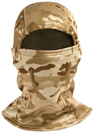 Ruayia Cagoule de moto - Masque de ski pour homme et femme - Cagoule tempête - Protection UV - Coupe-vent - Chaud - Respirant - Masque de ski - Cyclisme, Camouflage marron, taille unique