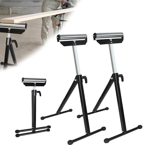 LARS360 2 rotelle regolabili in altezza (68 – 108 cm) – Cavalletto pieghevole con piedini antiscivolo | Adatto per troncatrici, piallatrici, lavorazione del legno e dei metalli