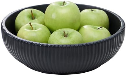 Aotea Crafts - Concrete Black Fruit Bowl for Kitchen Counter - Decorative Modern Industrial, Minimalist Fruit & Centerpiece Bowl - Sealed & Durable - Handcrafted -10 inch