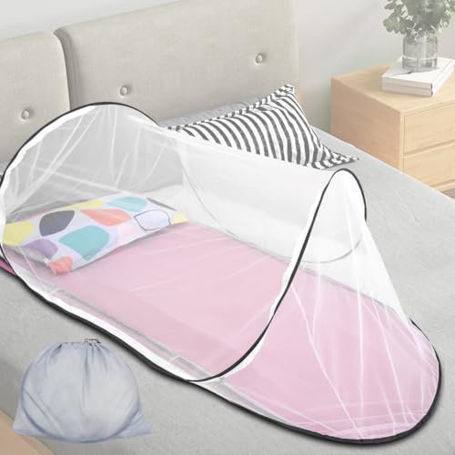 Moskitonetz Pop Up Faltbares, Versenkbares Moskitonetzbett für Einzelbett, 200x100x70cm Moskitonetz Reise Bett, Tragbares Campingzelt Für Campingunterkünfte Innen Außen - zum Wirksam Verhinder Mücken