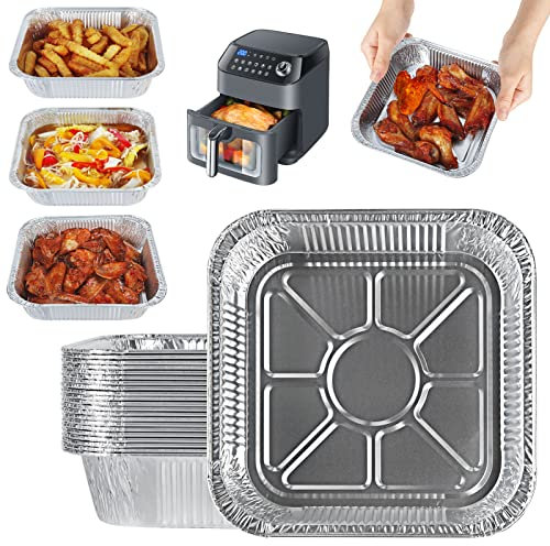 Bandejas de aluminio for freidoras de aire, recipientes de aluminio for alimentos, revestimientos cuadrados de 8 pulgadas for freidoras de aire, paquete de 30, accesorios for freidoras de aire COSORI,