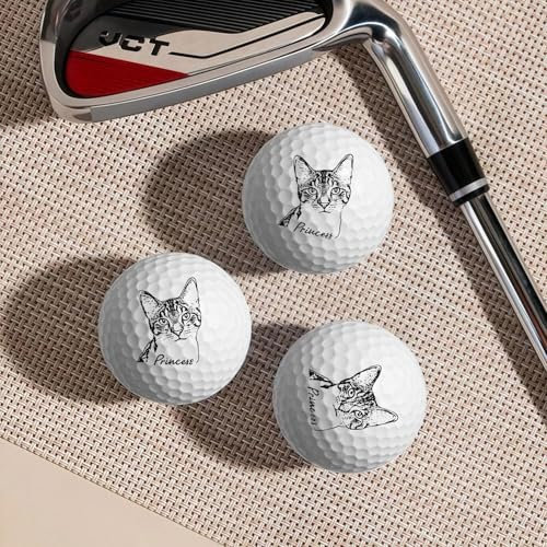 Drawelry Personalisierte Foto Golfbälle Dekoration mit 3 Bällen Individuelle Bild Text Golfball Heim Dekor Ornamente Kreative Geschenke für Frauen, Männer, Familie, Paare, Eltern, Kind (Avatar+Name)