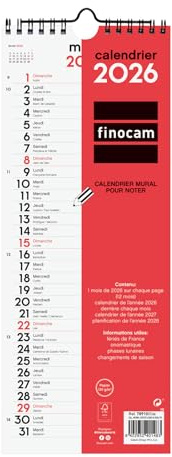 Finocam Väggkalender 2026 1 månad per sida januari - december 2026 (12 månader) | 2026 kalender att notera | Neutral månadsplanerare - svensk