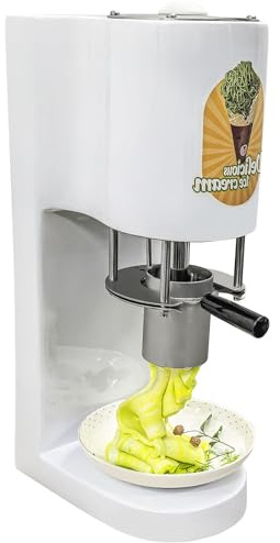 ylpddmm Sorbetière et Glaces Italiennes, Presse à Glaces Spaghetti Multi-Formes avec 4 moules interchangeables, Appareil Glace Italienne, Presse à Glace électrique 80 W, Acier Inoxydable,White