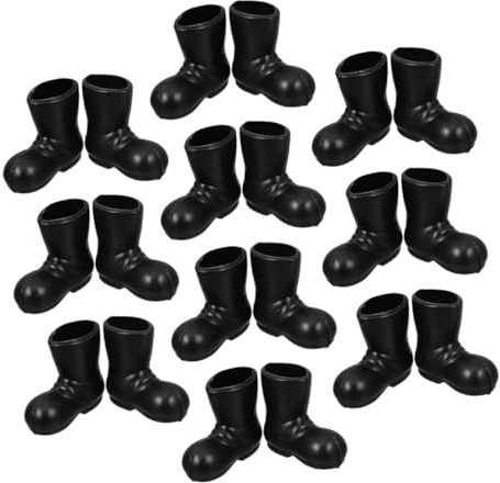 Toyvian 20pcs Miniature Christmas Santa Boots Ornaments Dollhouse Black Boots for Holiday Decor Xmas Table Centerpiece Diy Projects Fairy Garden Accessories