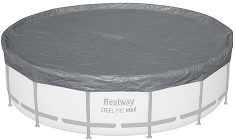 Bestway Winterfeste Premium-Abdeckplane 427 cm, grau, rund – Poolabdeckung für Frame Pools, Winterfest & robust, Ganzjahresschutz
