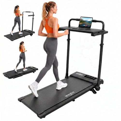6-in-1 Treadmill with 3%–15% Incline, Under Desk Walking Pad, 1–12 km/h | 2.5HP Motor, 8-Point Shock Absorption, 15 cm Adjustable Handlebar, LED Display, Remote Control, 130 kg Max