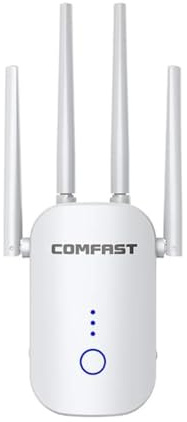 WiFi Booster Range Extender, 1200Mbps 5GHz & 2.4GHz Dual Band WiFi Repeater with Ethernet Port, 4 Antennas, Can Connect Wired Devices with Wider Range, Wi-Fi Extension for Home, Easy Setup UK Plug