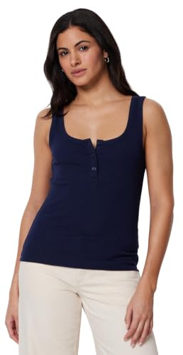 Amazon Essentials Femme Débardeur Henley côtelé Coupe ajustée