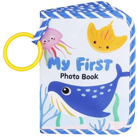 Aolso Baby Fotoalbum 17 Fotos, Baby Fotobuch mit Anhänger, Babyalbum aus weichem Stoff, Mein erstes Familienalbum, Fotoalben Erinnerungsbuch Geschenke für Kinder Baby ab 0 Monaten
