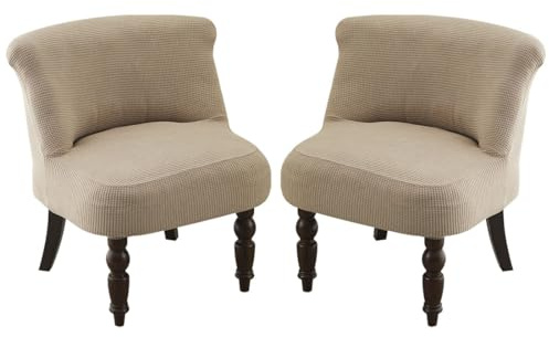 Stretch Stuhlbezug ohne Armlehnen Jacquard Stuhlbezug moderner Stuhlschutz ohne Armlehnen für Wohnzimmer Make up Büro Schlafzimmer 2 Stück Khaki
