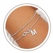 Einschulung Geschenk - Infinity Armband mit Buchstaben für Frauen Mädchen | Vergoldet/Versilbert Armband Hypoallergen Armbänder Geburtstagsgeschenk Geschenke für Frauen Mädchen Kinder Schmuck