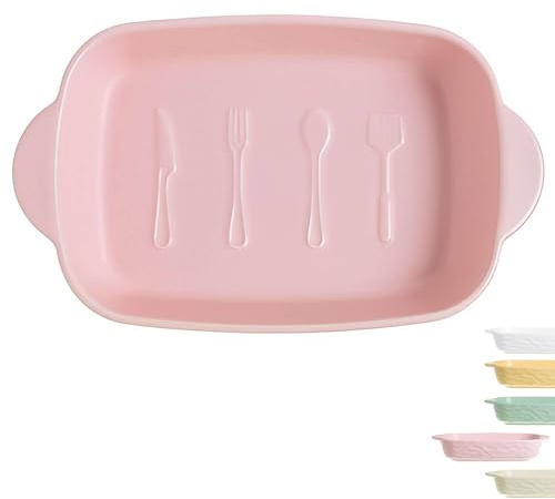 Platos de porcelana de cerámica para horno, sartén grande para lasaña, bandeja para horno, bandeja rectangular profunda, fuente para asar, caqui, 24 x 15 x 4,5 cm, 700 ml