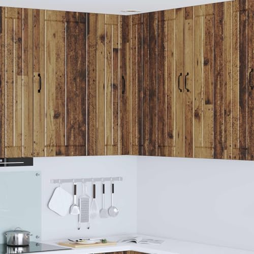 Teenpull Küchenschrank Altholz Optik 57x57x100 cm, Holzwerkstoff Vorratsschrank mit Schiebetüren, langlebiges Buffet Sideboard für Küche & Esszimmer, vielseitige Aufbewahrung