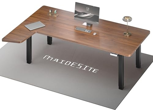 MAIDeSITe Höhenverstellbarer Elektrisch Schreibtisch L Form,180x120cm Eckschreibtisch mit Dual Motor 4 stabilen Beinen, 160kg Tragkraft, USB-C-Anschluss Piano Steuerungssystem für Home Office -Canvas