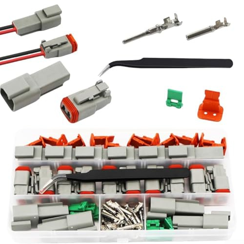 Kit di connettori per cavi, 10 set da 22-16 AWG, terminali impermeabili IP68 a 2 pin, chiusura a cuneo in nylon PA66, per auto, camper, camion, barca, 12 V