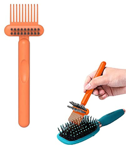 Ycauty Outil de Nettoyage de Brosse à Cheveux 2 en 1, Dissolvant de Râteau de Nettoyeur de Peigne, Dépoussiéreur de Cheveux Portable pour une Utilisation en Salon à Domicile (Orange)