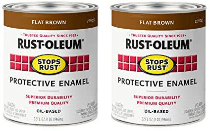 Rust-Oleum 239083-2PK Stops Rust Brush On Paint, Quart, Flat Brown, (Pack of 2)