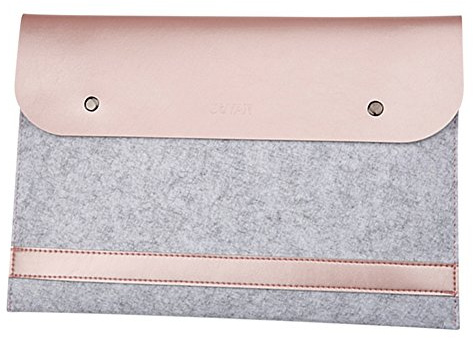 Housse Feutre & Cuir Synthétique Microfibre Résistant à l’Eau Pochette Sacoche pour 12 MacBook Notebook Ultrabook Tablet PC Or Rose