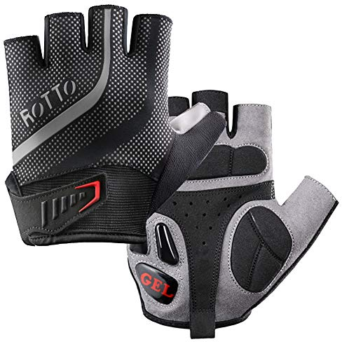 ROTTO Fahrradhandschuhe MTB Handschuhe Halbfinger für Herren Damen mit Gel und SBR-Polsterung