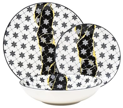 NAMAI - Servizio Piatti 6 Persone - Piatti Porcellana - Adatti in Lavastoviglie e Microonde - Piatti Colorati - Set Piatti 18 Pezzi - Set Piatti 6 Persone