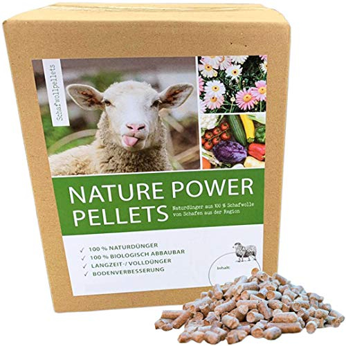 Nature Power Pellets 100% Schafwollpellets 5000g / 5kg Biologischer Naturdünger Universal Obstdünger Pflanzendünger Gemüsedünger Zierpflanzendünger Langzeitdünger Kräuterdünger