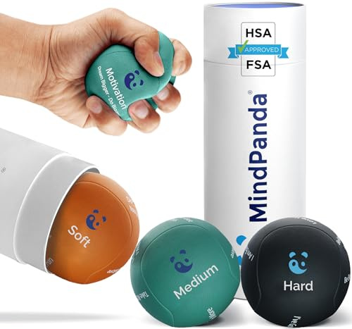 MindPanda Boules Antistress pour Adultes - Balles Anti-Stress Triple Densité pour Thérapie de la Main et Renforcement de la Poigne - Soulagement du Stress et de l’Anxiété - Doux, Moyen, Dur