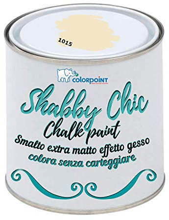 Vernice Shabby Chic CHALK PAINT 1 Litro - Pittura Extra Opaca - Colora senza Carteggiare - 22 COLORI VINTAGE (Beige Sabbia 1015)