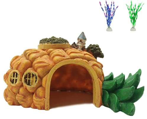 Tfwadmx Aquarium Decorations Resin Pineapple Fish Tank House Hermit Crab Hideout Cave Shelter Decor Underwater Landscape Hut Aquarium Ornament for Shrimps Breeding Hiding