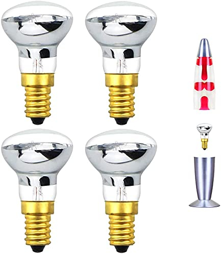 Bonlux E14 R39 25W Bombilla de Lava Lampara Reflector Focos Regulable Lava Lamp SES Bombilla de Edison Luz Cálida 2400-2600K Ángulo de Haz Amplio de 360 Grados 240V (4-Unidades)