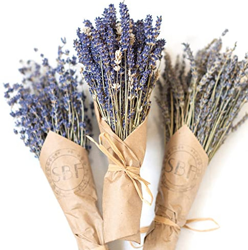 DECOALIVE Ramo de Lavanda con Papel Kraft Flores Secas Naturales