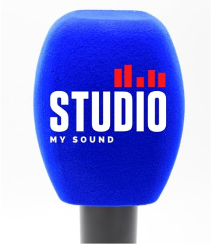 5 Stück Schaumstoff-Windschutz mit Logo bedruckt Customize mic Schaumstoffabdeckung Windschutzscheiben für TV-Interview-Mikrofon (blau)