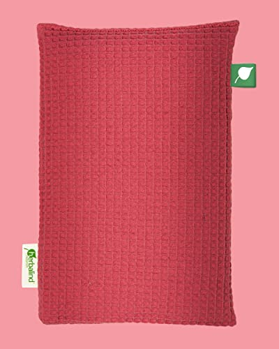 HERBALIND Wärmflasche Kirschkernkissen Waffel in Box - 100% OEKO TEX Baumwolle - Wärmekissen Körnerkissen Mikrowelle Natur Handmade in Germany für Erwachsene Kinder - 600g, 20x30cm (dark rosa)