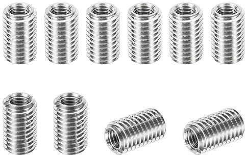 PATIKIL Insert Fileté, M12*1.75 Mâle à M8*1.25 Femelle 20mm 10 pcs | Filetage Adaptateurs Manchon Réduction Écrou, Réparation Insérer Écrou Vis Réducteur, Conversion Inox Acier Fixation