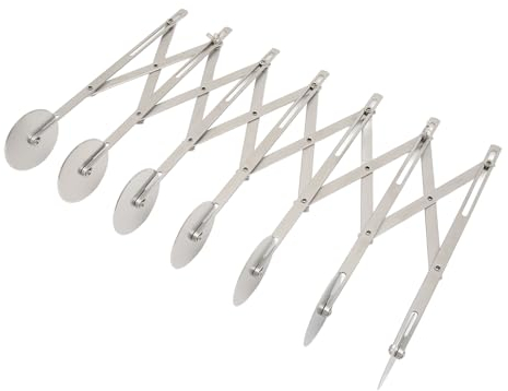 Dilwe Rodillo Cortador de Repostera de 7 Ruedas, Rodillo Cortador de Repostera de 7 Ruedas, Acero Inoxidable, Multifuncin, Ancho Ajustable, de Masa con Mltiples