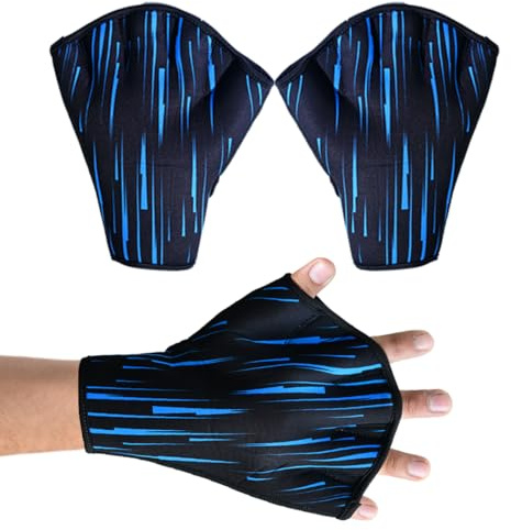 EFAH SPORTS Swimming Gloves Aquatic Swim Training Glove Neoprene Webbed Fitness and Water Aerobics Resistance Gloves for Men Women Children (Blue Small)