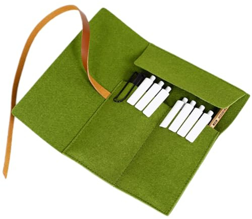 Kapmore Bärbar filtpenna förvaringspåse, söt stor kosmetisk makeupborsthållare, lätt vikbart pennfodral, gRÖN, En storlek