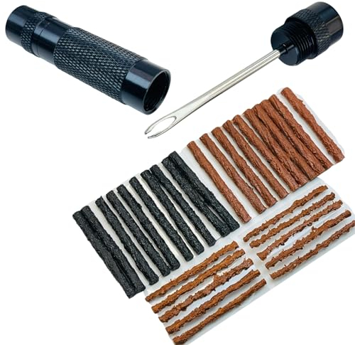 VOTNMIC Tubeless Bike Tire Repair Kits，Road Bicycle and Mountain Bike Tires Fix a Puncture or Flat, Includes Storage Canister Plugger Tool with Plugs, 30Pcs(2.0mm/3.5mm) Plug Strips【Save Tour Ride】