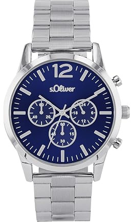 s.Oliver Armbanduhr Herren Chronograph Analog, mit Edelstahl Armband, 3 bar Wasserdicht, Kommt in Uhren Geschenk Box