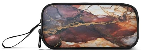 Marmor Dunkelorange Art Federmäppchen Federtaschen Mäppchen Schlamperbox Tasche für Jungen Mädchen Schüler