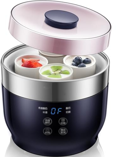 Macchina per yogurt greco, macchina per yogurt probiotica definitiva, parete interna in acciaio inossidabile 304, funzione di promemoria suoneria incorporata, adatta per yogurt biologico domestico