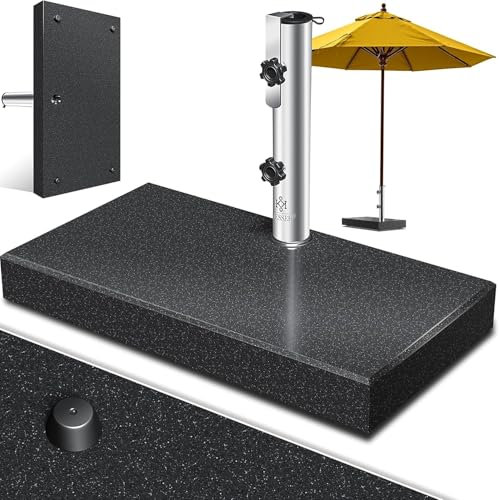 KESSER® Base per ombrellone in granito, con tubo in acciaio inox, base per ombrellone da 30 kg, per aste fino a 16-48 mm, con maniglia per il trasporto